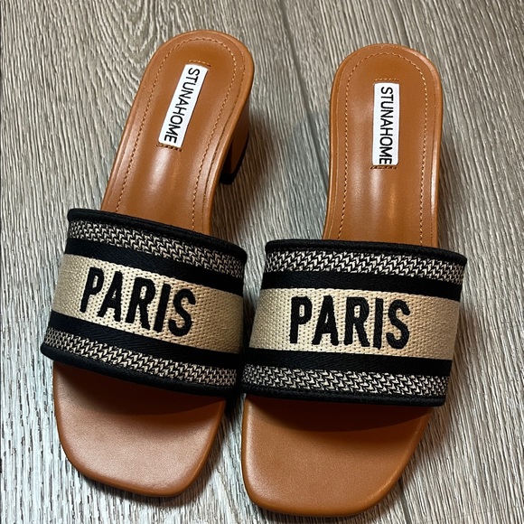New Stunahome Stylish Black and Tan Women's Sandals Paris size 37 - Picture 3 of 10